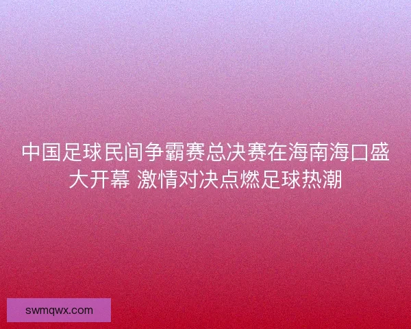 中国足球民间争霸赛总决赛在海南海口盛大开幕 激情对决点燃足球热潮 中国足球民间争霸赛总决赛在海南海口盛大开幕 激情对决点燃足球热潮