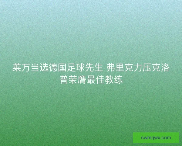 莱万当选德国足球先生 弗里克力压克洛普荣膺最佳教练 莱万当选德国足球先生 弗里克力压克洛普荣膺最佳教练