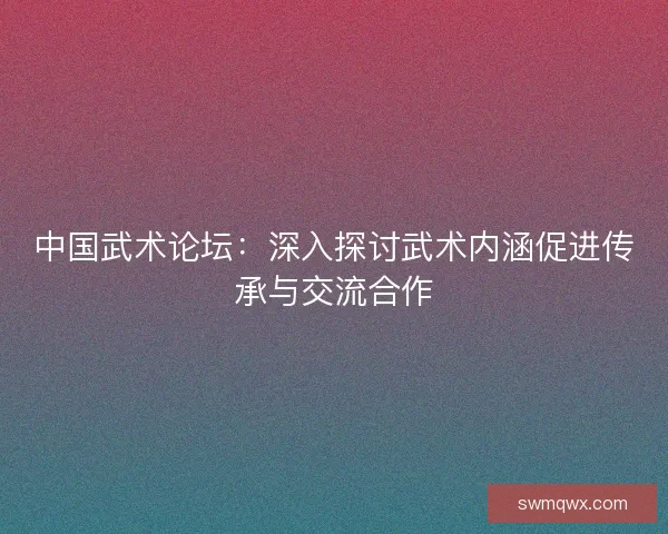 中国武术论坛:深入探讨武术内涵促进传承与交流合作 中国武术论坛:深入探讨武术内涵促进传承与交流合作